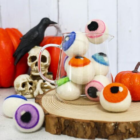 Whaline 18Pcs Halloween Decorations Wool Felt Eyeballs 6 Colors Craft Monster Eyeballs Artificial Felt Ornament for Indoor Outdoor Party Decor Supplies, 1.7 Inch in Saudi Arabia