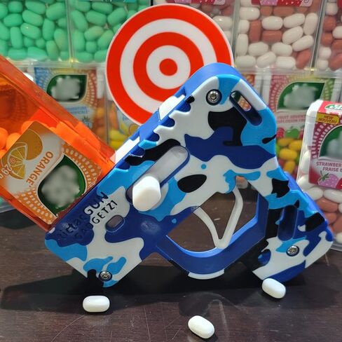لعبة Candy Toy Gun Shooter - واو... تطلق النار بعيدًا وبسرعة! محملة بالمرح! مسدس لعبة ممتاز مطبوع ثلاثي الأبعاد: يطلق النار على سفن Candy FAR اليوم (الموجة الزرقاء) in Saudi Arabia