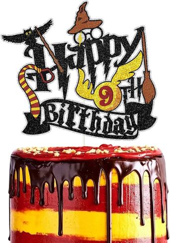 Magical Wizard Happy Birthday Cake Topper - Glitter Magical School Wizard Cake Decor - Harry Theme Magic Party Birthday Party Decoration Supplies in Kuwait