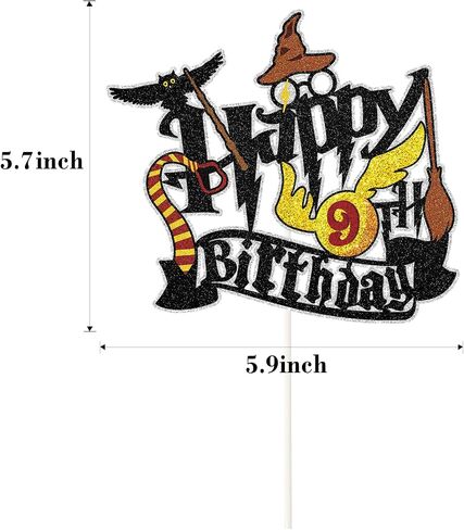 Magical Wizard Happy Birthday Cake Topper - Glitter Magical School Wizard Cake Decor - Harry Theme Magic Party Birthday Party Decoration Supplies in Kuwait