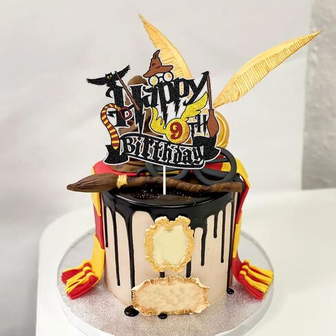 Magical Wizard Happy Birthday Cake Topper - Glitter Magical School Wizard Cake Decor - Harry Theme Magic Party Birthday Party Decoration Supplies in Kuwait
