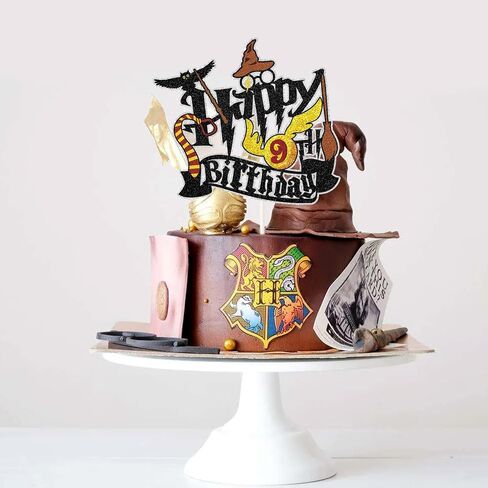 Magical Wizard Happy Birthday Cake Topper - Glitter Magical School Wizard Cake Decor - Harry Theme Magic Party Birthday Party Decoration Supplies in Kuwait