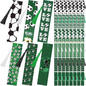 48 Pieces Soccer Bookmarks with Tassels Soccer Gifts for Teams Soccer Party Favors Sports Bookmarks Reading Bookmarks for Adults Reading Reward