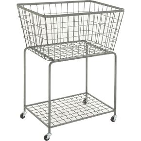 Deco 79 Metal Trapezoid Storage Cart with Wheels, 28" x 18" x 36", Gray