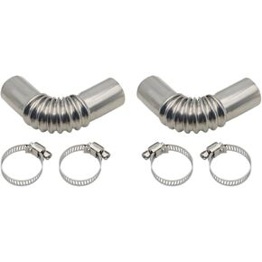 2PCS Silver Diesel Heater Exhaust Pipe Elbow Stainless Steel 25mm Air Parking Heater Exhaust Pipe Connector for Diesel Heater 13cm Exhaust Pipes and Tips