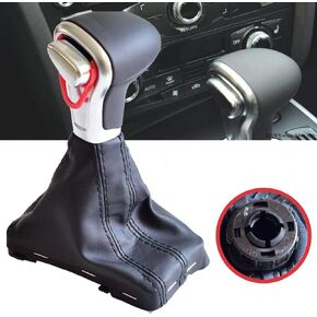 Automatic Shift Knob Gaiter Boot for Audi A3, Gear Shift Stick Knob + Gaiter Boot Cover S-Tronic for Audi A4 A5 Q5 (Black)