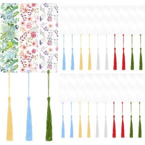 15Pcs Blank Acrylic Bookmarks Simple Transparent Dried Flower Bookmarks Acrylic Tassel Clear Bookmark with Hanging Rope Transparent Acrylic Bookmark with Hanging Rope Handmade for DIY Craft r