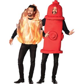 Rasta Imposta It's Hot Flaming Fire & Hydrant Couples Halloween Costume, Adult One Size Unisex