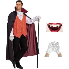 Vampire Costume Men Adult Halloween Costumes With Teeth Cape Party Events Role Play Cosplay