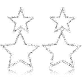 أقراط متدلية على شكل نجمة، أقراط مابور بسيطة مجوفة على شكل نجمة خماسية مبالغ فيها على شكل نجمة أقراط كبيرة مضادة للحساسية أقراط على شكل نجمة خماسية خفيفة الوزن للنساء (زوج واحد) in Kuwait