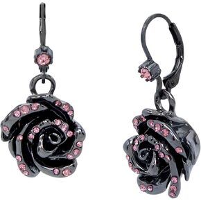 Betsey Johnson Womens Rose Drop Earrings