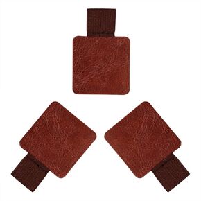 Mini Skater 3 Pcs Self-adhesive Leather Pencil Elastic Loop, Square PU Leather Pen Clip, Pen Holder for Notebooks, Journals, Clipboards, Calendars, Pens Loop Holders Creative Accessories (Red-brown)