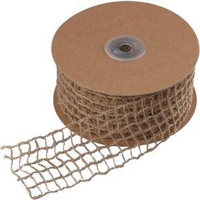 1 Roll 10 Yards Mesh Burlap Wired Ribbon Burlap Net,2 Inch Open Weave Burlap Net Ribbon Fabric with Wired Edge Rustic Jute Netting for Gift Wrapping Bow Wreath DIY Crafts,Christmas Tree
