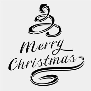 Merry Christmas Ribbon Alphabet Large Letter Winter Stencil for Painting on Wood, Canvas, Walls, Floors, Fabrics and Furniture, Paint Wooden Signs, DIY Home Decor, Reusable Plastic Stencil（10" x 10"）