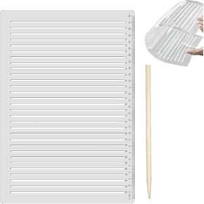 Line Stencil Straight with Wooden Scratching Pen 0.35inch Spacing Plastic Stencil Paper Writing Lettering Guide Calligraphy Stencils Line Stencils for Drawing Template for Journaling Paper Card Aids