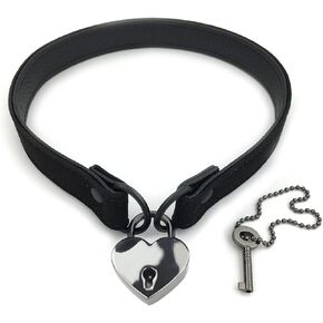 Succuba Padlock Choker Collar Necklace with Key Lolita Collar Cat Kitty Velvet Necklace with Lock and Key for Women and Men