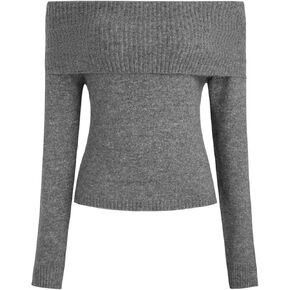CIDER Women’s Off Shoulder Knitted Long Sleeve Tops Fall Pullover Sweater