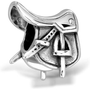 WithLoveSilver 925 Sterling Silver Animal Horse Horseshoe Equestrian Saddle Harness Charm Bead Bracelets