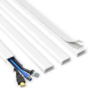 Delamu Cord Hider, 62.8in Cord Cover Wall, One-Cord Cable Hider, Wire Covers for Cords, Cable Cover Cable Raceway, Wall Cord Cable Concealer, Wire Hiders for TV on Wall, 4xL15.7 W0.59 H0.4in, White in Kuwait