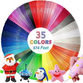 25 Colors 3D Pen PLA Filament Refills, 32.8 ft per Color Total 820 ft - 1.75 mm PLA Filament, Compatible with MYNT3D / SCRIB3D Printing Pen, Not Support for 3Doodler Pen