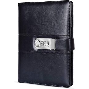 ARRLSDB Diary with Lock, PU Leather Journal with Lock, A5 Size 220 pages, Lock Diary Planner Organizer for Men and Women (Black)