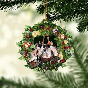 Talataca Duck Hunting 2D Flat Car Rear View Mirror Accessories Christmas Tree Ornament Decoration Hanging Charm Interior Rearview Pendant Decor Gift