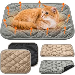 4 Pack Self Warming Cat Bed 16 x 20 Inch Self Heating Cat Mat Warm Thermal Pet Pad Washable Dog Crate Pad Reflects Body Heat Dog Cat Bed Mat Blanket Non Slip Bottom for Outdoor and Indoor Pets