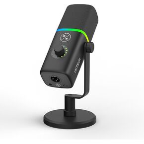 ميكروفون ديناميكي قلبي IXTECH مع غطاء ميكروفون، ميكروفون صوتي USB XLR للبث والبث والتسجيل والألعاب والصوت (أسود)