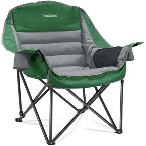 Oversized Camping Chair, Portable Folding Camping Chairs with Side Pocket, Cup Holder and Carry Bag, Heavy Duty Outdoor Camping Chairs for Adults, Fishing, Sports, Trip, up to 400lbs, Style 4