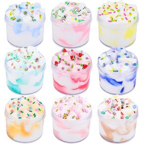 9 Pack Two-Color Cream Jelly Upgrade Eco-Friendly Slime Kit,Soft,Non-Sticky, Stress Relief Toys, DIY Scented Slime Kids Education Party Favor, Birthday,Easter, for Kids Age 4-12.