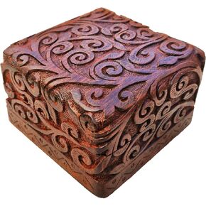 Handmade Decorative Wooden Carved Jewelry Box, Kit, Vanity, Chest, Trinket, Organizer For, Men, Women, Gold, Cash, Money, Storage, Multipurpose Keepsake, Gift (10x6 Inches, Dome)