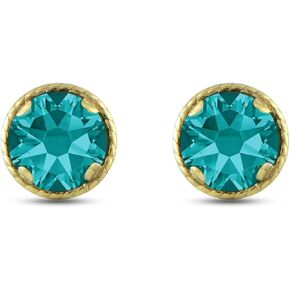 Jewelili 10K Yellow Gold 5 MM Round Cubic Zirconia Stud Earrings