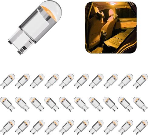 beypovk 30pcs 194 مصابيح LED، 6000K 168 2825 W5W T10 إسفين COB LED استبدال المصابيح، مصابيح داخلية خالية من الأخطاء لباب السيارة وخريطة قبة أضواء لوحة الترخيص (أصفر) in Kuwait