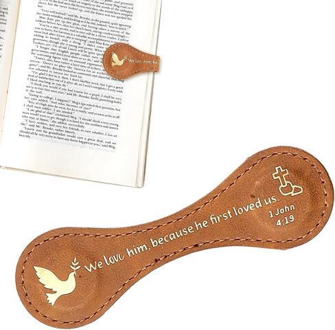 Leather Magnetic Bookmarks for Women Men, Angel Holy Grail Pattern Vintage Bookmark Motivational Text Book Marker Clip Wine Red Leather Bookmark Charm for Book Lover Readers in Kuwait