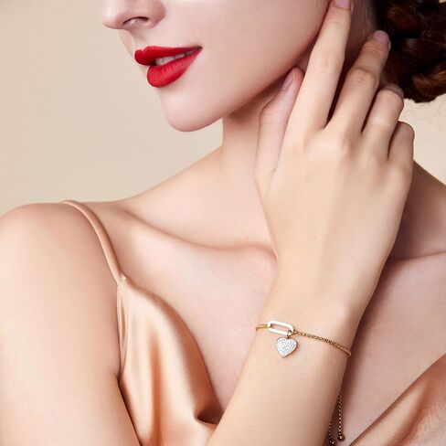 FIORICASA Gold Lucky Four Leaf Clover Bracelet for Woman, 18K Gold Plated Stainless Steel, Adjustable (Cuba Chain) in Saudi Arabia