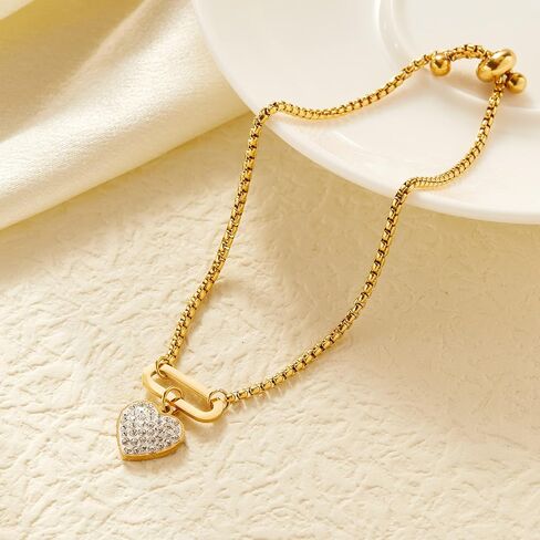 FIORICASA Gold Lucky Four Leaf Clover Bracelet for Woman, 18K Gold Plated Stainless Steel, Adjustable (Cuba Chain) in Saudi Arabia