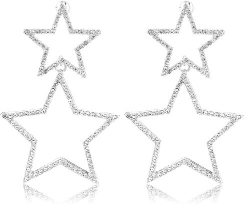 أقراط متدلية على شكل نجمة، أقراط مابور بسيطة مجوفة على شكل نجمة خماسية مبالغ فيها على شكل نجمة أقراط كبيرة مضادة للحساسية أقراط على شكل نجمة خماسية خفيفة الوزن للنساء (زوج واحد) in Kuwait