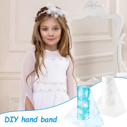 2 Rolls 20 Yards Snowflake Tulle Roll 6 Inch Fabric Tulle Snowflake Tulle Ribbon for Craft Making Bows Tutu Skirt Sewing Chair Wedding Party Christmas Decorations, 2 Colors in Saudi Arabia