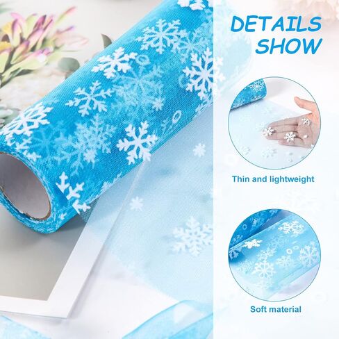 2 Rolls 20 Yards Snowflake Tulle Roll 6 Inch Fabric Tulle Snowflake Tulle Ribbon for Craft Making Bows Tutu Skirt Sewing Chair Wedding Party Christmas Decorations, 2 Colors in Saudi Arabia