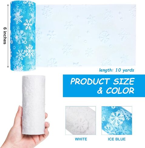 2 Rolls 20 Yards Snowflake Tulle Roll 6 Inch Fabric Tulle Snowflake Tulle Ribbon for Craft Making Bows Tutu Skirt Sewing Chair Wedding Party Christmas Decorations, 2 Colors in Saudi Arabia