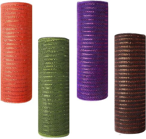 4 Rolls Deco Mesh Ribbon for Wreath Decor, 10 Inch *30 FT St. Patrick's Day Decor Green White Mesh Roll Wreath Making Supplies Crafts for Saint Patricks Day Spring Wreath Decorations in Kuwait
