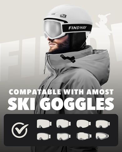 Findway Snowboard Helmet [Upgrade] Ski Helmet for Adults,[Goggle Friendly] Durable ABS Shell, Protective EPS Foam & Adjustable Fit, Snow Sport Helmet for Men, Women & Youth in Kuwait