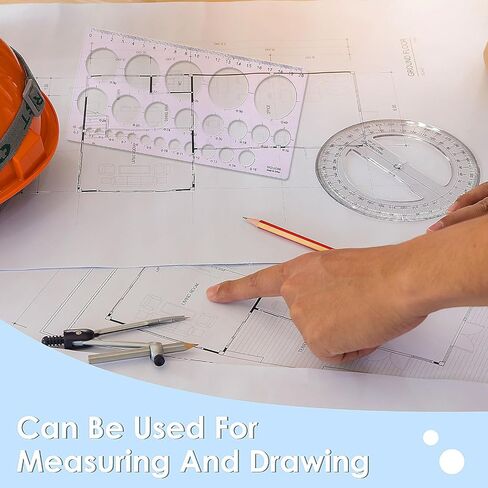 قطعتان من استنسل دائرة متعددة الوظائف، قالب دائرة للرسم، قوالب قياس رقمية، مساطر، أداة مسطرة دائرية، أداة مساعدة لرسم دائرة الفنان لتصميم المكتب (وردي) in Kuwait