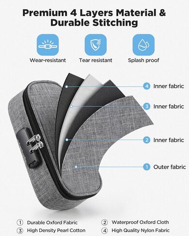 Zannaki Cute Pencil Case with Lock for Boys and Girls, Soft Large Capacity Pencil Case with Handle, Cool School Supplies Pencil Box Pen Stationery Storage Bag Organizer for Kids Teens Adults, Grey in Saudi Arabia