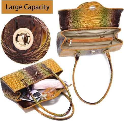 حقيبة يد للنساء حقيبة يد كبيرة محفظة لسيدة جلد التمساح نمط مقبض علوي حقيبة يد حقيبة حمل المحفظة in Kuwait
