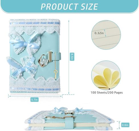 Diary with Lock for Girls, Cute Journal with Lock and Keys, Girls Diary Locked Journal with Bow for Little Kid Writing Drawing Gifts for Girls of All Ages in Saudi Arabia