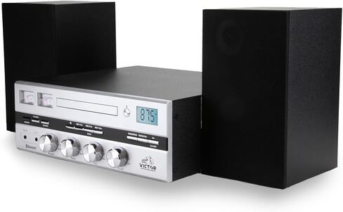 VICTOR Milwaukee 50 Watt Desktop Bluetooth Stereo System with CD/MP3 Player, FM Radio, Functioning VU Meters, and Detached Stereo Speakers, Black in Kuwait