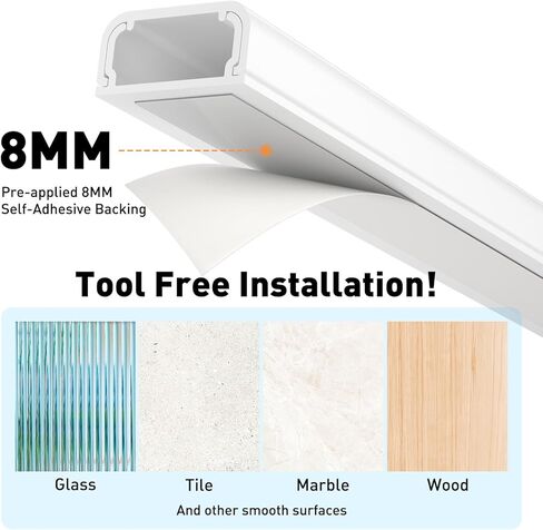 Delamu Cord Hider, 62.8in Cord Cover Wall, One-Cord Cable Hider, Wire Covers for Cords, Cable Cover Cable Raceway, Wall Cord Cable Concealer, Wire Hiders for TV on Wall, 4xL15.7 W0.59 H0.4in, White in Kuwait