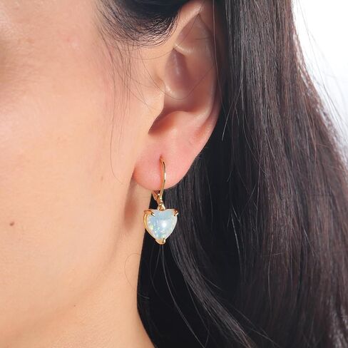 CiNily القلب أوبال الأقراط Leverback انخفاض الأقراط للنساء الفتيات هيبوالرجينيك، أقراط قلادة 14K الذهب الأبيض / ارتفع الذهب أقراط تتدلى أوبال الأطواق عيد ميلاد الزفاف عيد الأم مجوهرات هدايا in Kuwait
