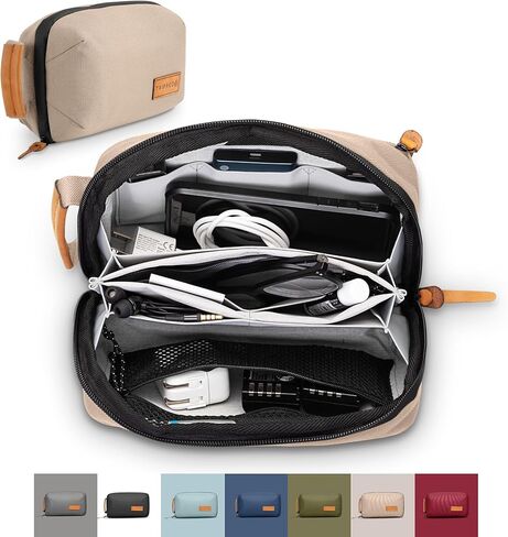 TRIPPED Travel Gear Tech Bag Organizer - Small Electronics Organizer Pouch for Travel - Premium Travel Case with Leather Accents - Mesh Pocket for Cables, Cords and Chargers in Saudi Arabia